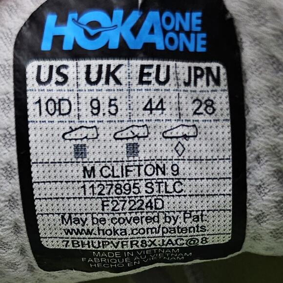 Hoka One One Clifton 9 Stardust Electric Cobalt Men’s 10D Running Shoes Sneaker